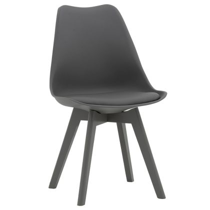 Gaston chair PP-PU dark gray-leg wooden dark gray