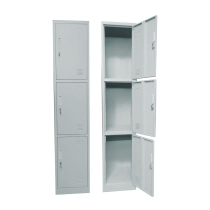 LOCKER Офис шкаф 3 Клетки Метална Основа Сива БояΕ6006,1