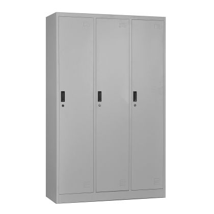 LOCKER Офис шкаф 3-местен Гардероб - За всяка секция: 3 Рафта, Места за Закачалки, Метал, Сив ЦвятΕ6005,1