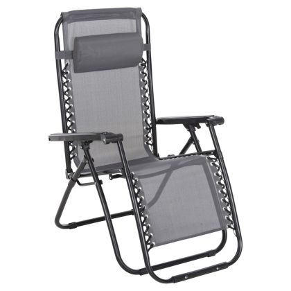 Шезлонг RELAX COMPANION сиво текстилен-черен метал 67x145x110H см. HM5095.11