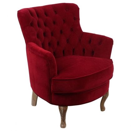 FABRIC ARMCHAIR WITH RED VELVET 62Χ70Χ75