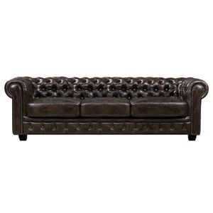 CHESTERFIELD 689 4-МЕСТЕН ХОЛОВ ДИВАН, КАФЯВА КОЖА 241X92X74СМ