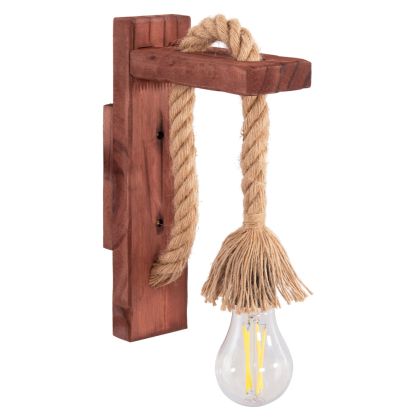 АПЛИК ЗА СТЕНА BARN HM4469 ДЪРВЕНА ОСНОВА-КОНОПЕНО ВЪЖЕ [E27] 7x20x29Hcm.