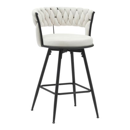 Бар стол Erosa в бежово кадифе с черни метални крака 58x55x90см