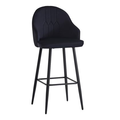Бар стол Velva Velvet в черен цвят 49x63x102см