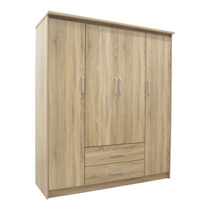 Гардероб Olympus с 4 врати и чекмеджета в цвят светъл дъб 159x57x183см
