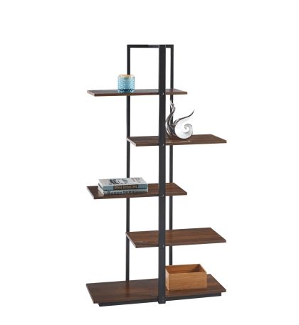 ЕТАЖЕРКА OMNI HM18074.04 ЧЕРНА МЕТАЛНА РАМКА-МЕЛАМИН В ОРЕХ 68x34.5x150.5Hcm.