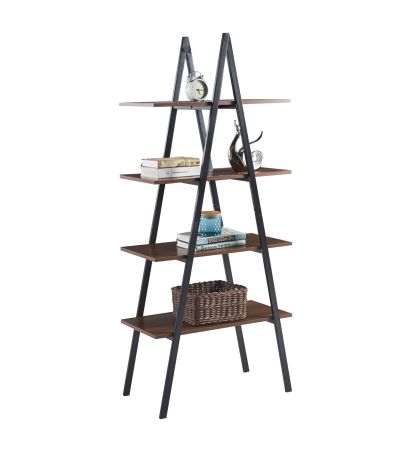 ЕТАЖЕРКА STAM HM18073.04 ЧЕРНА МЕТАЛНА РАМКА-МЕЛАМИН В ОРЕХ 71x38x165Hcm.