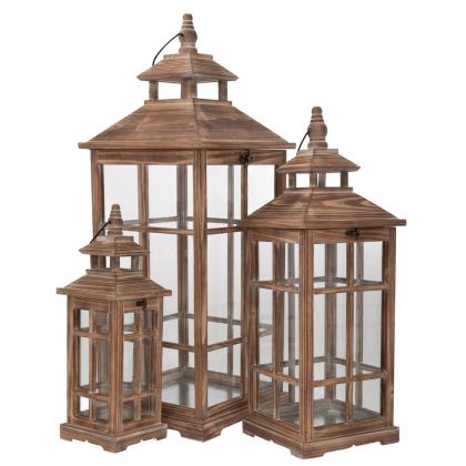 КОМПЛЕКТ 3 КАФЯВИ ДЪРВЕНИ ФЕНЕРИ 31.5X31.5X81.5 23X23X63 15.5X15.5X45CM