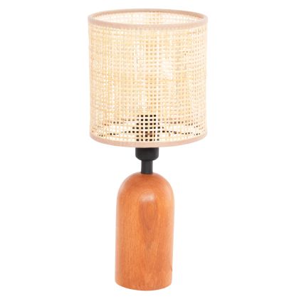 НАСТОЛНА ЛАМПА LYKTUR HM4709 БЕЖОВА ПЛЕТЕНА КАПКА-ДЪРВЕНА ОСНОВА Φ15.5x35.5Hcm.