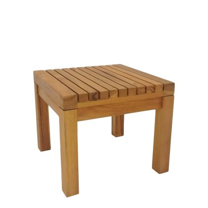 ПЛАЖНА МАСА ОТ ПОЛИ ТИКОВО ДЪРВО В ЕСТЕСТВЕН НЮАНС 35X35X30 СМ