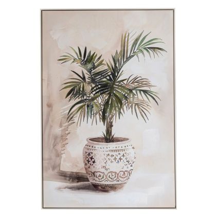 РАСТЕНИЕ МАСЛЕНА КАРТИНА 80X120СМ СЪС СРЕБЪРНА РАМКА ВЪРХУ ОТПЕЧАТНО ПЛАТНО