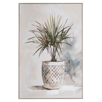 РАСТЕНИЕ МАСЛЕНА КАРТИНА 80X120СМ СЪС СРЕБЪРНА РАМКА ВЪРХУ ОТПЕЧАТНО ПЛАТНО