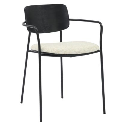 ТРАПЕЗЕН СТОЛ VIKKI .02 МЕТАЛ И ШПЕРПЛАТ В ДАМАСКА ЧЕРНО-ЕКРЮ 54x54x75.5Hcm HM9980