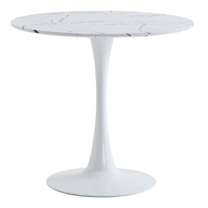 Трапезна маса Balou II MDF в мраморно бял цвят D80x75см
