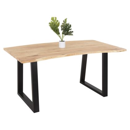 ТРАПЕЗНА МАСА SOFIA SLIM .21 МАСИВНА АКАЦИЯ С ЧЕРНИ МЕТАЛНИ КРАКА 160X92X78Hcm HM8500