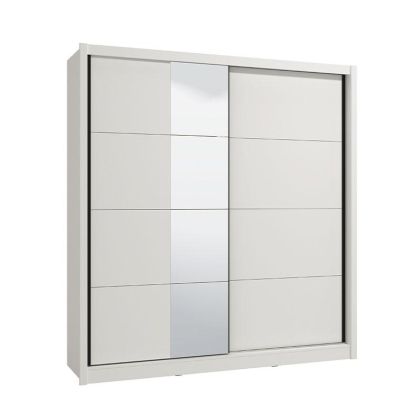 Гардероб с огледало Albi в бял цвят с размери 205x60x216см