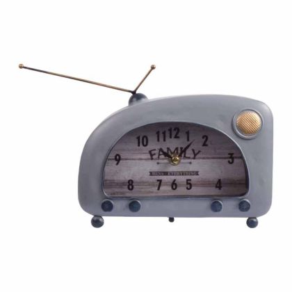 Настолен часовник &quot;Vintage Radio&quot; в цвят сиел, метал, с размери 22x8x16см