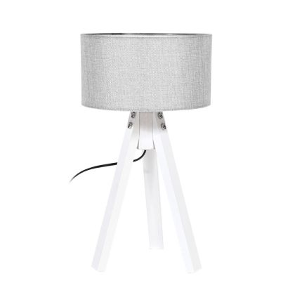 Настолна лампа в сив цвят с бяла основа с размери 25x45.5см