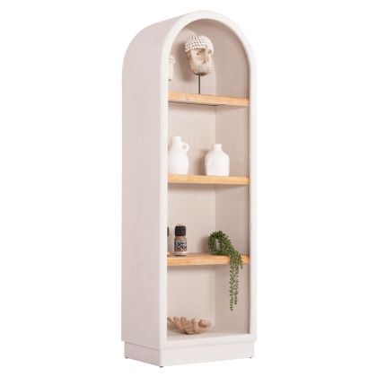 РАФТОВЕ SANTORINI HM18045 МДФ В БЯЛО-РАФТОВЕ ОТ ЕЛОВО ДЪРВО В ЕСТЕСТВЕН ЦВЯТ 60x38.5x179Hcm