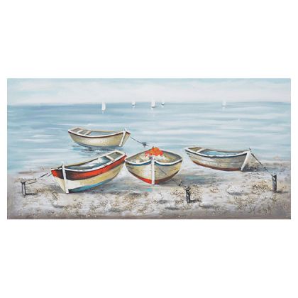 КАРТИНА НА ПЛАТНО (3D) 4 ЛОДКИ ВЪРХУ СТЪКЛО 60x120x3cm 6/KIB