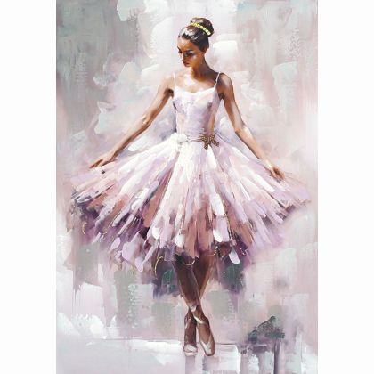 КАРТИНА НА ПЛАТНО БАЛЕРИНА В РОЗОВА РОКЛЯ - 3D ЕЛЕМЕНТИ - 70x100cm 6/KIB
