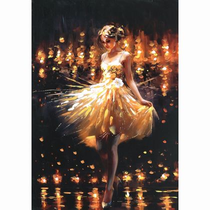 КАРТИНА НА ПЛАТНО БАЛЕРИНА СВЕТИ В СВЕТЛИНИТЕ - 70x100cm 6/KIB