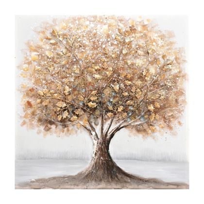 КАРТИНА НА ПЛАТНО ДЪРВО ЗЛАТНО/КАФЯВО - 3D ЕЛЕМЕНТИ - 80x80cm 6/KIB