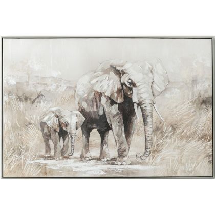 КАРТИНА НА ПЛАТНО СЛОН И СЛОНЧЕ В РАМКА - 122.2x82.5x4.5cm 6/KIB
