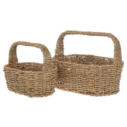 КОМПЛЕКТ 2 КОШНИЦИ ОТ ВЪРБА С ДРЪЖКА 31X21X12 24X29X10CM