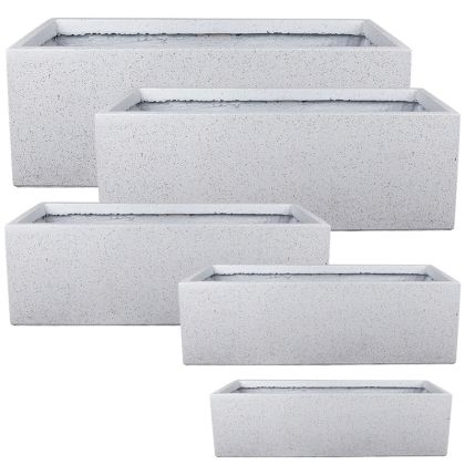 КОМПЛЕКТ КАШПИ FIBERCLAY/5 ПРАВОЪГЪЛНИКА ОТ БЯЛ ГРАНИТ - S:60X19X19, M:70X25X23, L:80X30X28, XL:90X36X33, 2XL:100X42X40CM 15/PK