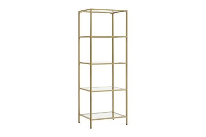 Метален рафт със стъклена повърхност Letus в златист нюанс 40x30x125см