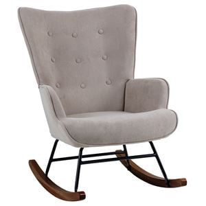 ALMA Люлеещо се кресло Bergere Living Room, Velure Fabric Brown, Base Black-Walnut