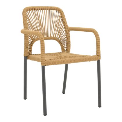 Алуминиев стол Norture антрацит рамка-естествен ратан 57x63x82см