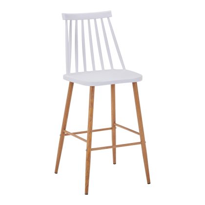 Бар стол Aurora I pp в бял нюанс - естествен метален крак 42x47x99см