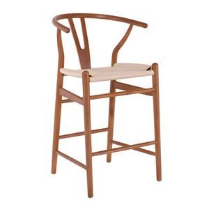БАР стол LIMA Wishbone, бук, орех Естествен (височина 67 см)