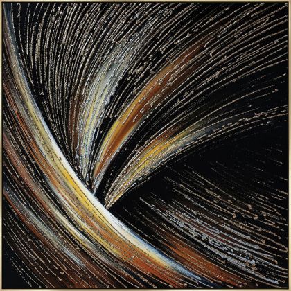 КАРТИНА НА ПЛАТНО В ЗЛАТНА РАМКА - ВЪРТАЩ СЕ АБСТРАКТЕН ДИЗАЙН - 100x100cm 6/КУТ.