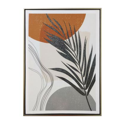КАРТИНА НА ПЛАТНО С БАМБУКОВИ ЛИСТА КРЪГОВЕ - 50x70см 8/КУТ.