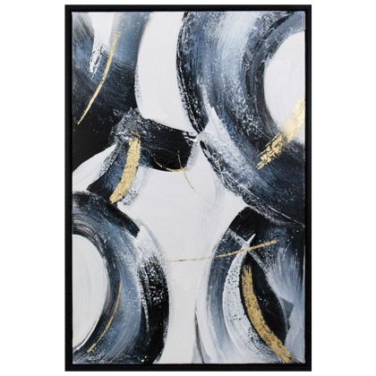 КАРТИНА НА ПЛАТНО С РАМКА АБСТРАКТНО СИНЬО-ЗЛАТНО - 60x90cm 4/KIB