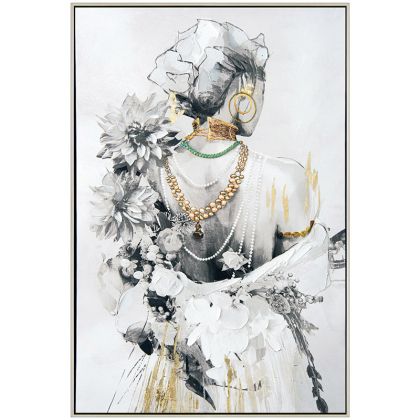 КАРТИНА НА ПЛАТНО С РАМКА ЖЕНСКИ ГРЪБ С БИЖУТА - 80x120cm 1/8KIB