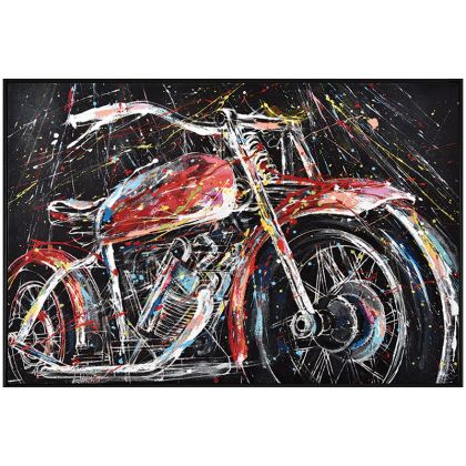 КАРТИНА НА ПЛАТНО С ЦВЕТОВЕ НА РАМКИ МОТОЦИКЛЕТИ - 120x80cm 1/8KIB
