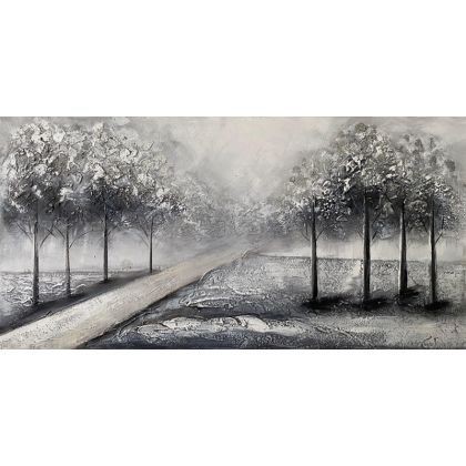 КАРТИНА НА ПЛАТНО СИВА ГОРА С ПЪТЕКА - 120x60см 8/КУТ.