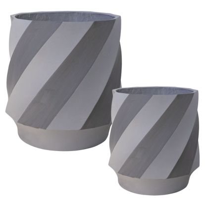 КОМПЛЕКТ ДВЕ САКСИИ FIBERCLAY СИВИ НА ЛЕНТИ - S:Φ32.5X32.5, L:Φ45X45CM 1/КУТИЯ