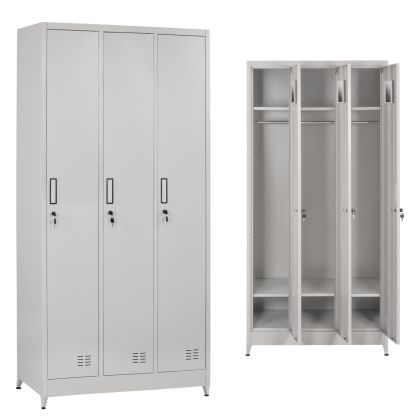 МЕТАЛНО ТРОЙНО ШКАФЧЕ С КЛЮЧАЛИ И КРАКА ALTONA HM11129 СИВО 90Χ45Χ195Hcm.