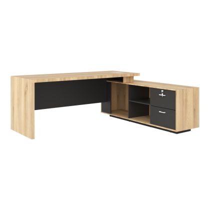 Реверсивно професионално Офис бюро Amazon в естествен-тъмно сив цвят 200x170x75 см.