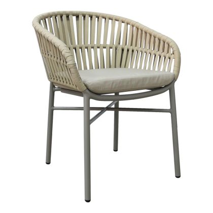 Стол с алуминиево въже Frama, се, в кафяв нюанс и възглавница 57x60x78 см