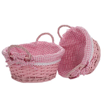 КОМПЛЕКТ 2 КРЪГЛИ КОШНИЦИ ОТ РОЗОВ ПЛАТ D30X14-D25X12CM