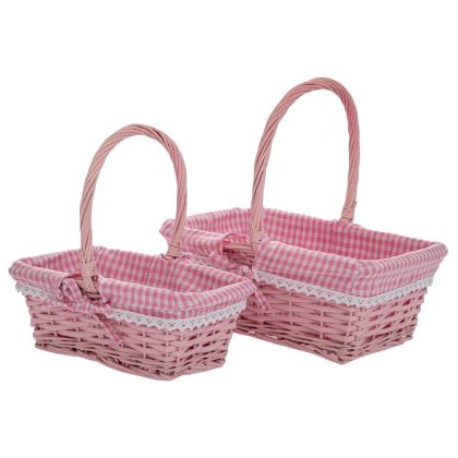 КОМПЛЕКТ 2 РОЗОВИ КОШНИЦА 30X22X12 30-25X15X10 25CM