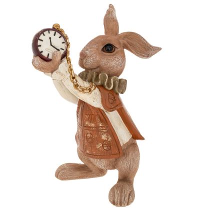 ФИГУРА НА ЗАЕК С ЧАСОВНИК ПОЛИРЕЗИН 20,5Χ17Χ30CM