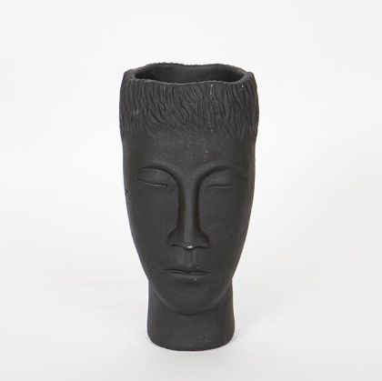 ВАЗА, ГЛАВА, ЦИМЕНТ, ЧЕРНА, 14x12.5x25см